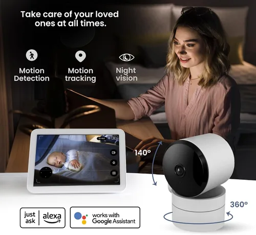 Vista 6 de VTA+ Cámara de seguridad WiFi para interiores 2K - Detección de movimiento, visión nocturna, modo de privacidad, compatible con Alexa/Google, audio