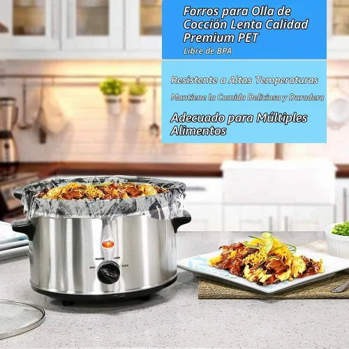 Vista 2 de 40 forros de olla de cocción lenta, bolsas de cocina desechables para ollas, ajuste de 3 cuartos a 8 cuartos de galón para olla de cocción lenta