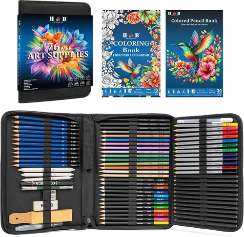 Vista 10 de H & B Lápices de boceto profesionales de 9 piezas, lápices mate para bocetos, juego de lápices de boceto para dibujo, sombreado y bocetos
