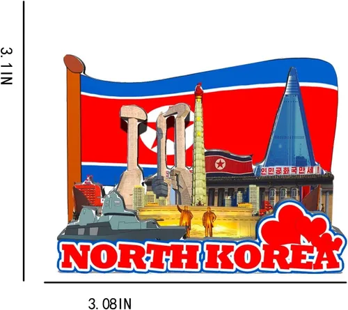 Vista 3 de Imán de Corea del Norte de Corea del Norte para nevera Monumentos de madera 3D Monumentos coleccionables de viaje Decoración hecha a mano -632