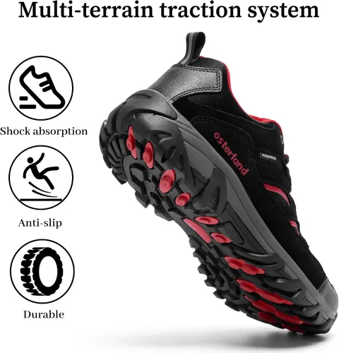Vista 4 de Osterland Zapatos de senderismo para hombre, zapatos de senderismo para exteriores, zapatos de senderismo ligeros, impermeables, zapatos