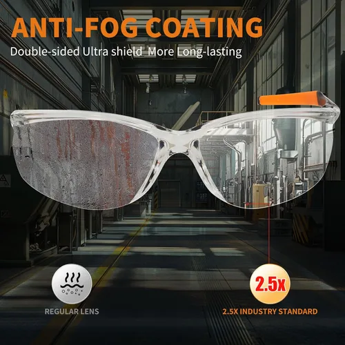 Vista 2 de VICOGARD - Paquete de 2 lentes de seguridad transparentes de alta calidad para hombres y mujeres con lentes envolventes antivaho y resistentes a