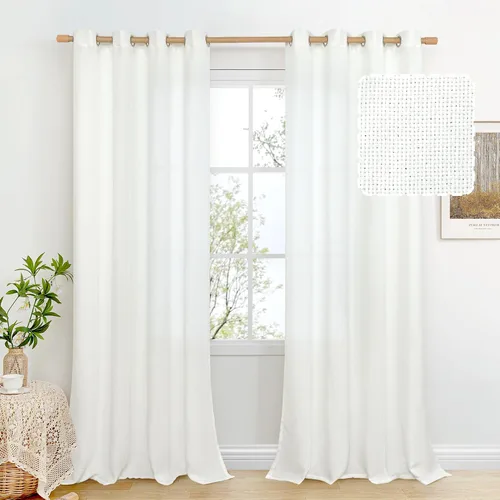 Vista 40 de BGment Cortinas de Lino Beige de 63 Pulgadas de Largo 2 Paneles - Tratamientos para Ventanas con Textura de Arpillera Filtrantes de Luz Cortinas