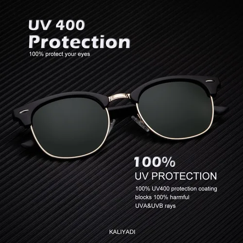 Vista 2 de KALIYADI - Lentes de sol polarizados para conducir, media montura, con bloqueo de rayos ultravioleta, para hombre y mujer