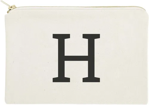 Vista 6 de The Cotton & Canvas Co. Bolso cosmético moderno personalizado del monograma y bolso del maquillaje del viaje, Negro, A