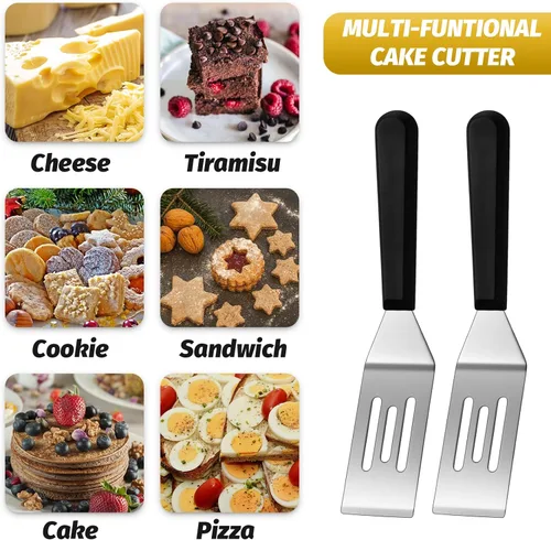Vista 5 de Patelai Paquete de 5 espátulas pequeñas, mini espátula para servir y voltear, espátula para brownies, para servir y voltear, para cocinar Agarradera