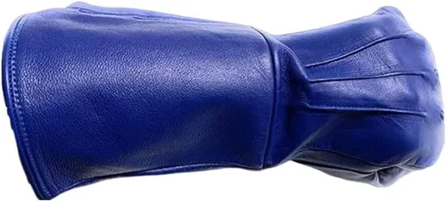 Vista 2 de Disfraz medieval para hombre, guantes largos de cuero con puño extendido