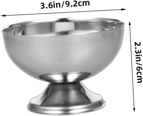 Vista 2 de STOBAZA Taza de ensalada de diseño único 1pc Frutas Tazón Postre Tazón Helado Platos para Boda Cumpleaños Simple Generous Style, Silver Finish