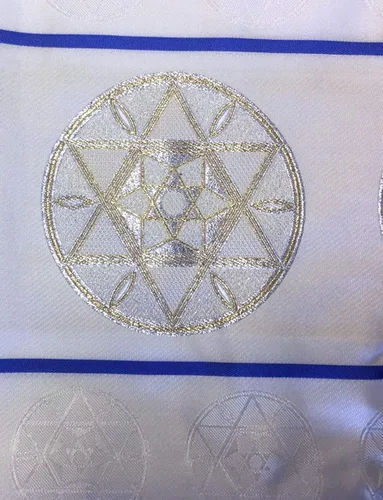 Vista 2 de Star Royal Tallit Set con azul real oro y plata