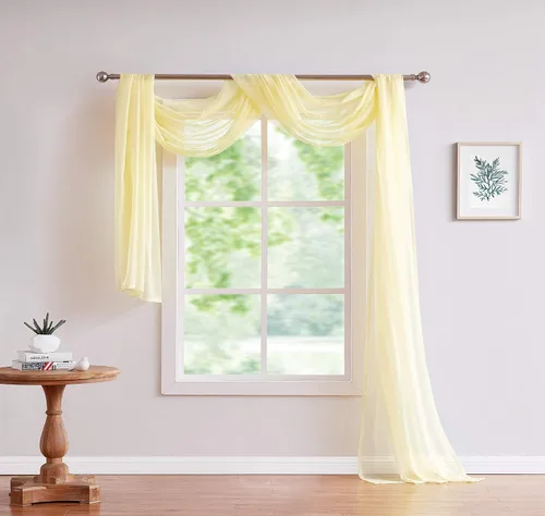 Vista 21 de LinenZone increíbles cizallas Use Window Valance Scarves as Canopy Bed or Backdrop Curtains, Curtain Scarf, Wedding Draping or Sheer Fabric for