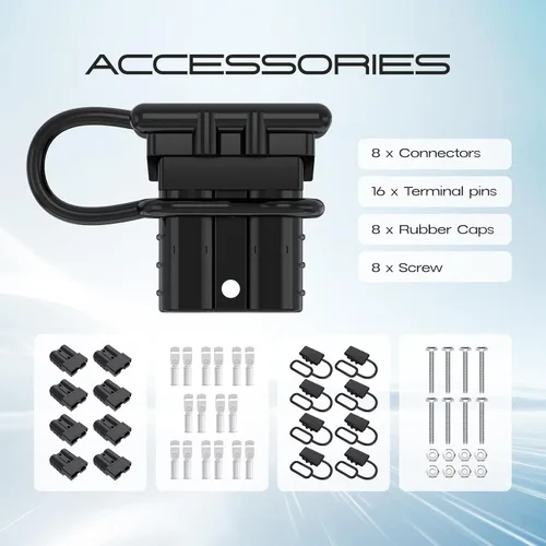 Vista 3 de cnaodun 8 piezas 6-10 calibre conector Anderson enchufe 50A 12-36V conector rápido de batería negro kit de enchufe de arnés de cable de desconexión
