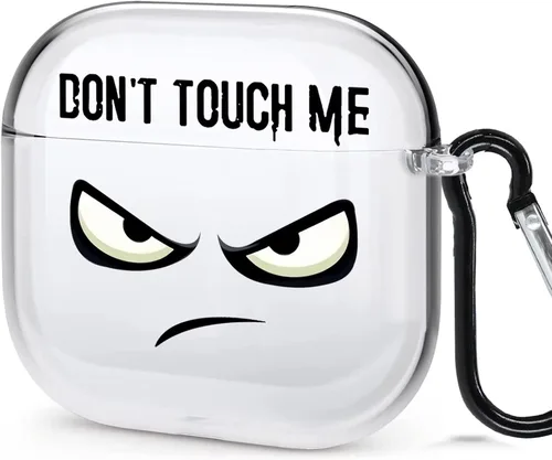 Vista 11 de Funda transparente para AirPod Pro 2019, Don't Touch My PODS, funda negra con llavero de ojos grandes, linda caricatura para AirPods Pro, funda