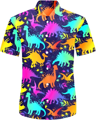 Vista 2 de Camisas de los años 80 para hombre, divertido traje vintage de los años 90 para hombres, camisas hawaianas abotonadas para fiesta de los años 90