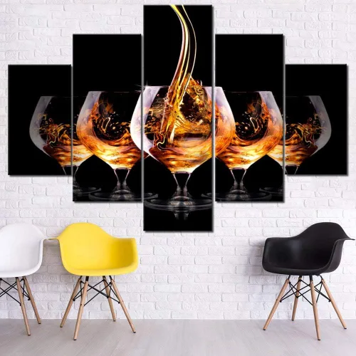 Vista 11 de TUMOVO - 5 cuadros de vino tinto con impresión de alta definición sobre lienzo.