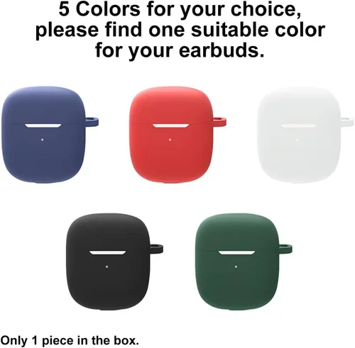 Vista 2 de Funda de silicona compatible con auriculares inalámbricos Jxrev J51, piel protectora con mosquetón, con orificio para cargar