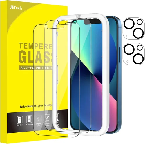 Vista 24 de JETech Protector de pantalla para iPhone 11 de 6.1 pulgadas con protector de lente de cámara, película de vidrio templado, paquete de 2