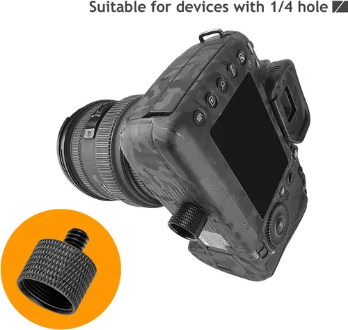 Vista 4 de Adaptador de 5/8 a 1/4, adaptador de rosca de micrófono de 5/8 pulgadas hembra a 1/4 pulgadas macho para soporte de micrófono, monitor de cámara