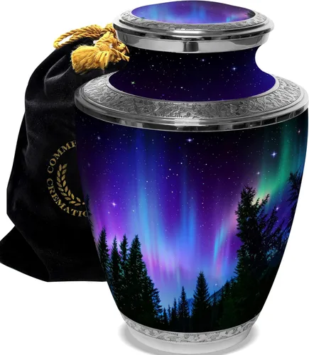 Vista 19 de Commemorative Cremation Urns Urnas de cremación personalizadas decorativas hechas a mano para mujeres (aurora boreal extragrandes)