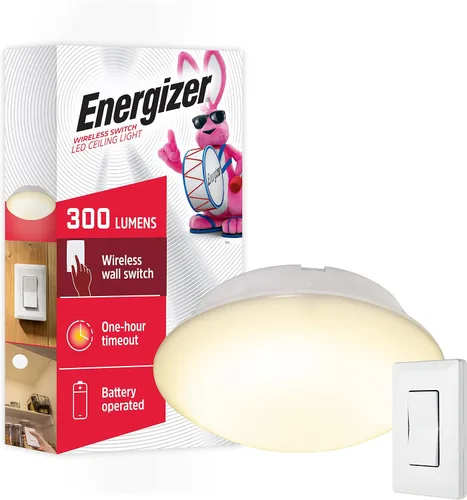 Vista 8 de Energizer Lámpara de techo LED activada por movimiento, funciona con pilas, 100 lúmenes, no necesita cableado, detección de movimiento de 15 pies