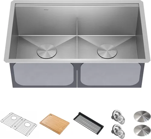 Vista 9 de KRAUS Kore KWU1101-17-PGM - Fregadero de cocina con estación de trabajo de 17 pulgadas con cuenco individual en PVD, de acero inoxidable de calibre