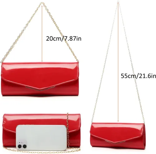 Vista 5 de Bolso de mano de cuero de charol para mujer, elegante bolso cruzado para el hombro, bolso para Navidad, boda, fiesta, baile de graduación