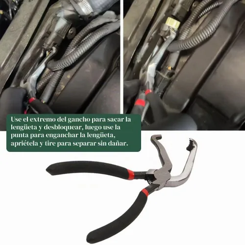Vista 5 de Alicates de desconexión eléctrica, alicates para conectores eléctricos para autos con curva de 60 grados, herramientas para línea de combustible