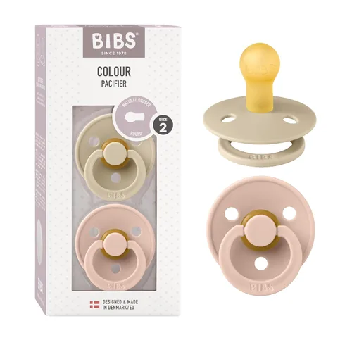 Vista 115 de BIBS - Paquete de 2 chupetes para bebés, goma natural libre de bisfenol A, hechos en Dinamarca, colección Colour, para bebés de 18+ meses, azul bebé
