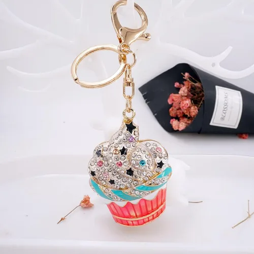 Vista 3 de Llavero de helado para mujer, llavero de cupcake para niñas, lindo llavero de helado, divertidos llaveros de helado, llavero de helado brillante