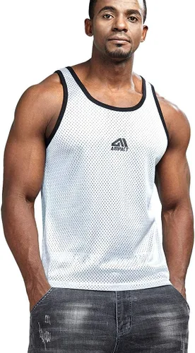 Vista 4 de AIMPACT Camiseta sin mangas de malla casual para hombre