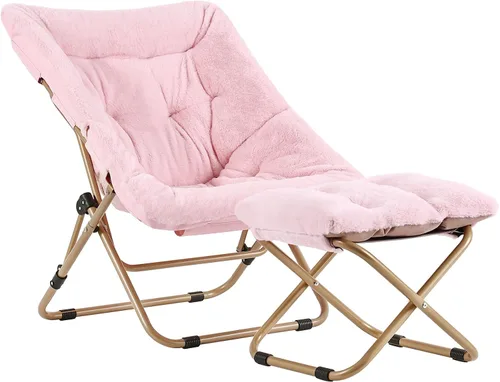 Vista 14 de Tiita Silla Cómoda Plegable, Silla de Acento Plegable de Gran Tamaño de Piel Sintética Suave, Silla de Descanso Perezosa para Niños, Adolescentes