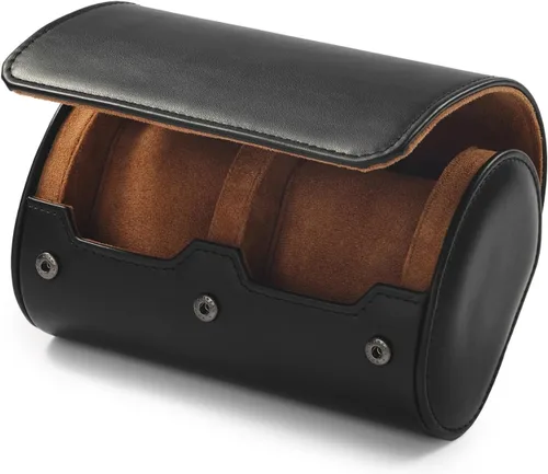 Vista 3 de Funda de viaje para reloj de 2 ranuras, rollo de piel sintética con almohadas extraíbles