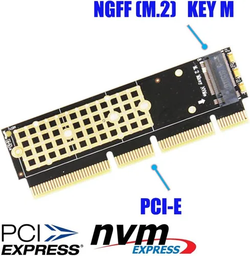 Vista 2 de HLT Adaptador M.2 NGFF NVMe SSD a PCIE 3.0 X16/X8/X4 para servidor 1U/2U y PC de bajo perfil