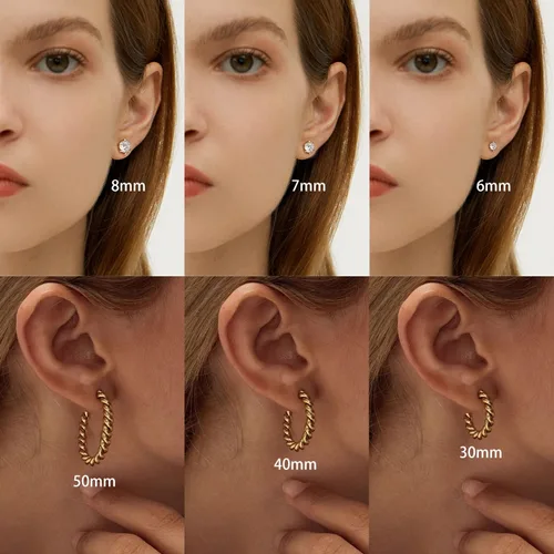 Vista 2 de PICKBEAU 5 Pairs Gold Hoop Earrings for Women 18K Gold Plated Huggie Hoop Earrings Set for Girls Hypoallergenic Cartilage Earrings Lightweight