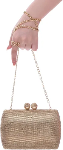 Vista 7 de Bolso de noche con diamantes de imitación completos para mujer, dije de cumpleaños, compromiso, boda, fiesta