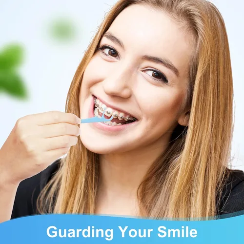 Vista 7 de 150 unidades de tirantes de menta suave para adultos y niños, hilo dental de ortodoncia para aparatos ortopédicos que se ajustan debajo del alambre