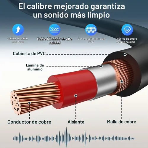 Vista 6 de J&D Cable de extensión de 2 RCA, cable RCA, cable de extensión de audio estéreo de 2 RCA macho a hembra chapado en oro con cubierta de cobre