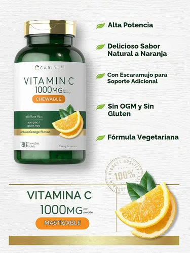 Vista 3 de Carlyle Masticables de vitamina C 1000 mg 180 tabletas