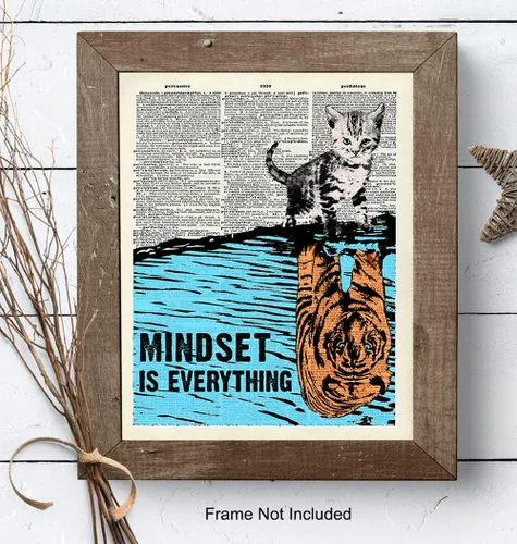 Vista 8 de Mindset is Everything - Arte de pared para empresario, decoración de pared motivacional, decoración de gato, regalos de gato, carteles inspiradores