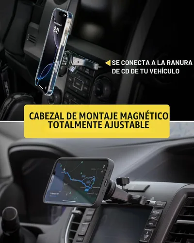 Vista 3 de Scosche SMS1CD Soporte MagSafe para ranura de CD, soporte magnético ajustable para teléfono celular para reproductor de CD de automóvil, compatible