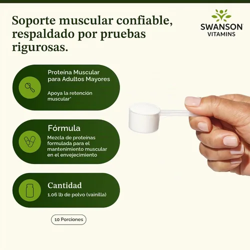 Vista 3 de Swanson Proteína de retención muscular para personas mayores, vainilla