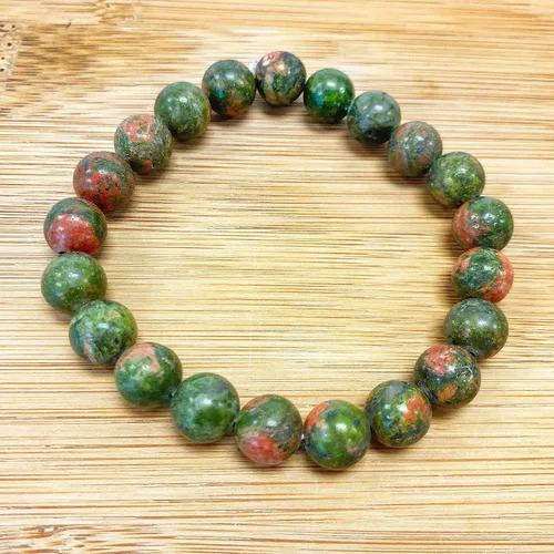 Vista 180 de Gem Avenue Handmade Round Bead Stretch Bracelet Unisex Natural Stone Beaded Jewelry for Men & Women, Elastic Wristband for Daily Wear