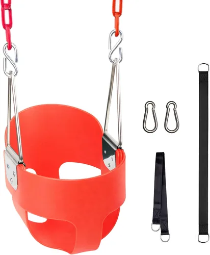 Vista 9 de KINSPORY Columpio para niños pequeños, cadenas de hierro resistente recubiertas de 59", columpio para bebé al aire libre, asiento tipo cubeta