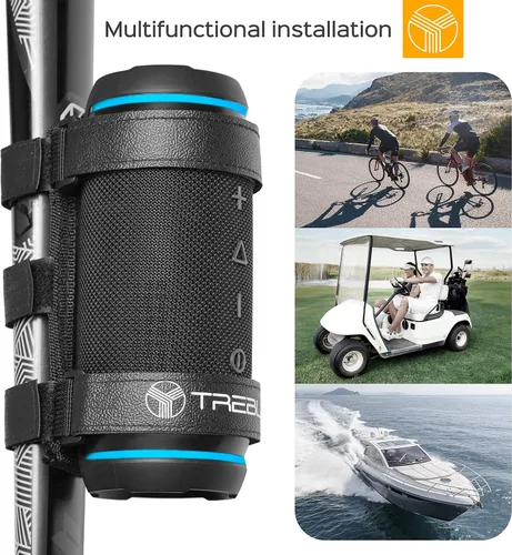 Vista 3 de TREBLAB Soporte de altavoz Bluetooth - Soporte universal para altavoz para bicicleta, barandilla de carrito de golf - Soporte de correa ajustable