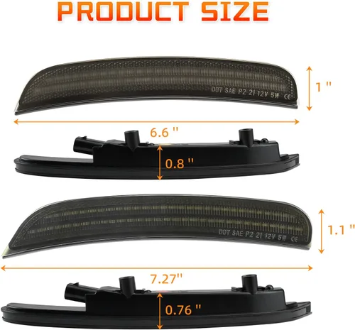 Vista 5 de Luces LED de posición laterales compatibles con Dodge Charger 2015 2016 2017 2018 2019 2020 2021 luces de parachoques delantero trasero paquete de 4