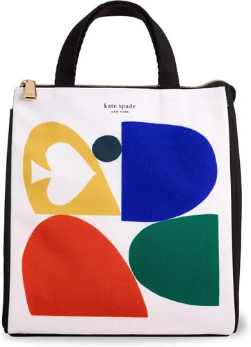 Vista 21 de Kate Spade New York Bolsa de Almuerzo Portátil Suave Refrigeradora, Bolso Térmico con Forro Interior Aislante Plateado y Bolsillo de Almacenamiento