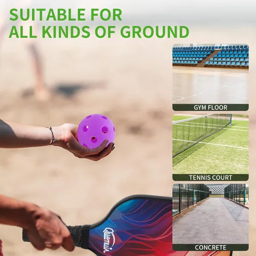 Vista 6 de Pelotas de pickleball para interiores, 26 agujeros, aprobadas por USAPA, paquete de 4 bolas de pepinillo de alto rebote, regalos de pickleball