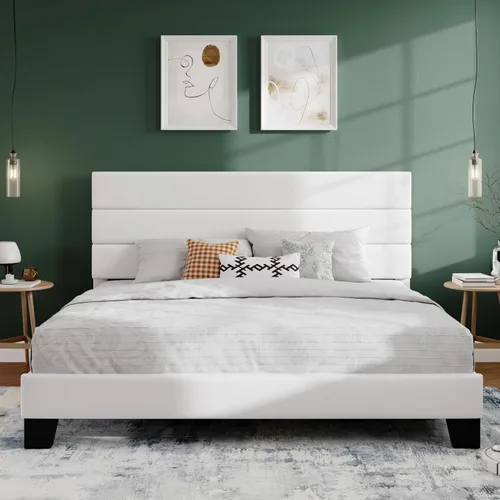 Vista 19 de SHA CERLIN Marco de Cama de Plataforma Twin con Cabecera de Tela Tapizada, Base de Colchón con Fuerte Soporte de Listones de Madera, No Necesita