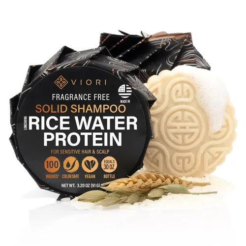 Vista 12 de Viori Citrus Yao™ Barra de champú clarificante con agua de arroz y proteína de arroz Champú sólido sin sulfatos para cabello graso, crecimiento