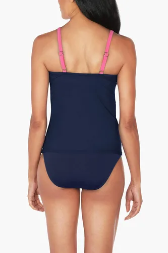 Vista 2 de Nautica Tankini estándar de cuello alto con bloques de color para mujer