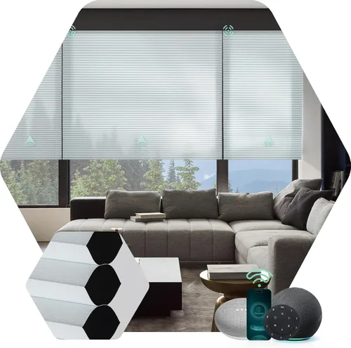 Vista 11 de Yoolax Persianas Celulares Motorizadas Compatibles con Alexa, Persianas Motorizadas Blackout Inteligentes de Panal para Ventanas, Persianas